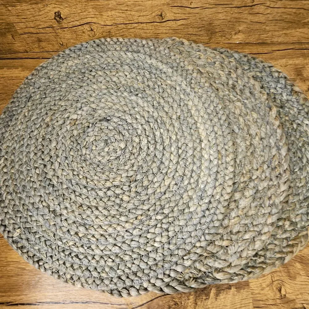 NWT Threshold Woven Blue Grey Round Place Mat Charger Dining